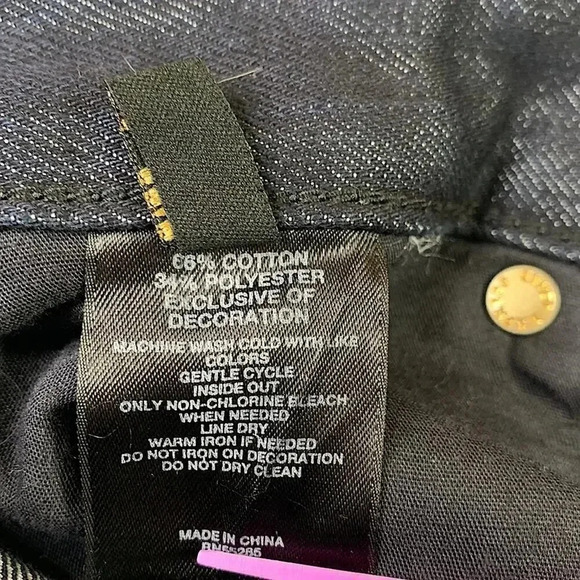 Express New Stella Boot Leg Embellished Denim Blue Waxed Jeans Sequins Size 12 - Picture 14 of 14